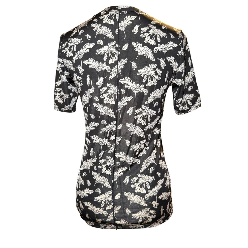 Rag & Bone Black & White Botanical Print Stretch Knit Tee, Women's Size Small - Picture 4 of 7